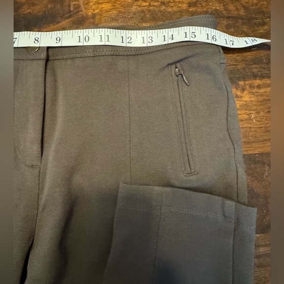 Chico’s Knit Jodhpur Style Brown Pants Stretch Ponte Faux Pockets Sz 10 - Picture 7 of 8
